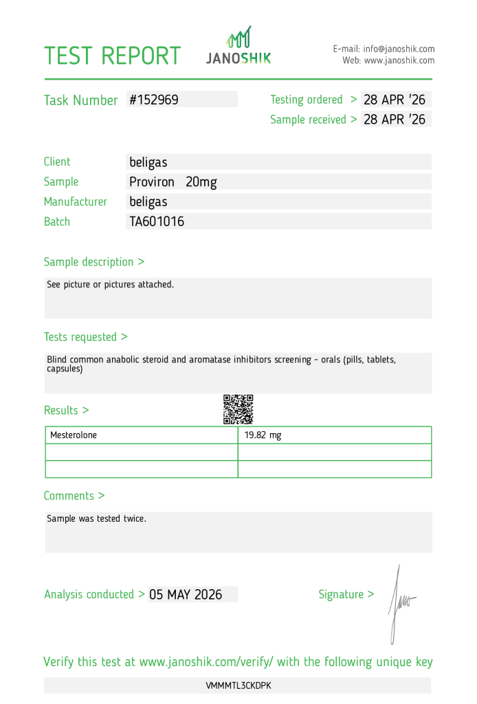 test di laboratorio Proviron Beligas