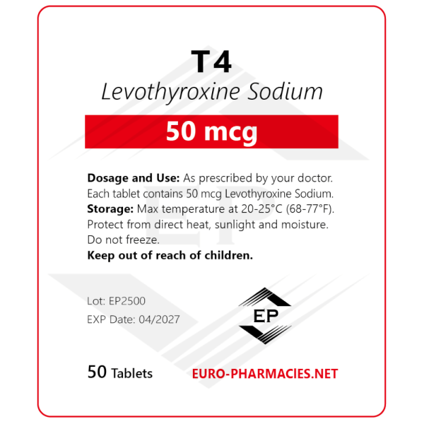 T4 - 50mcg/tab -50 tab/bolsa - Farmacias Euro