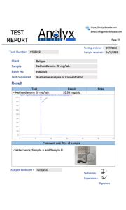 Dynabol 20mg Beligas Labortest
