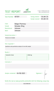 Nolvadex 20 mg beligas Labortest