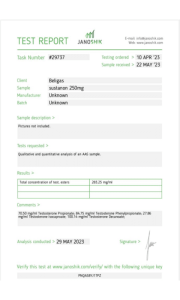 Sustanon 250 Beligas-Labortest